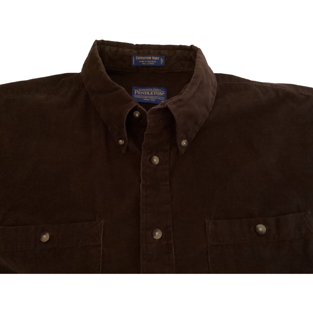 Pendleton Mens Expedition Shirt Brown Corduroy Sz XL Pockets Button Down